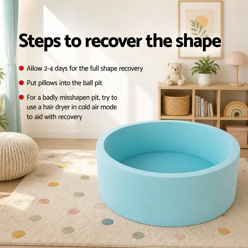 Kids Foam Ball Pit 90cm Blue Play Pool Barrier Toys Children Indoor Playroom