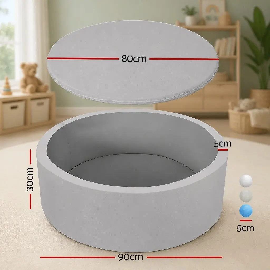 Kids Foam Ball Pit Playroom 90cm Grey