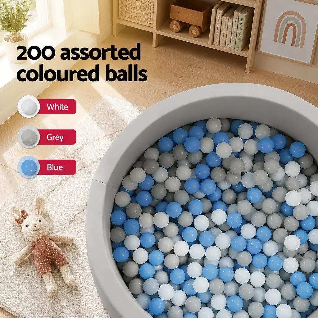 Kids Foam Ball Pit Playroom 90cm Grey