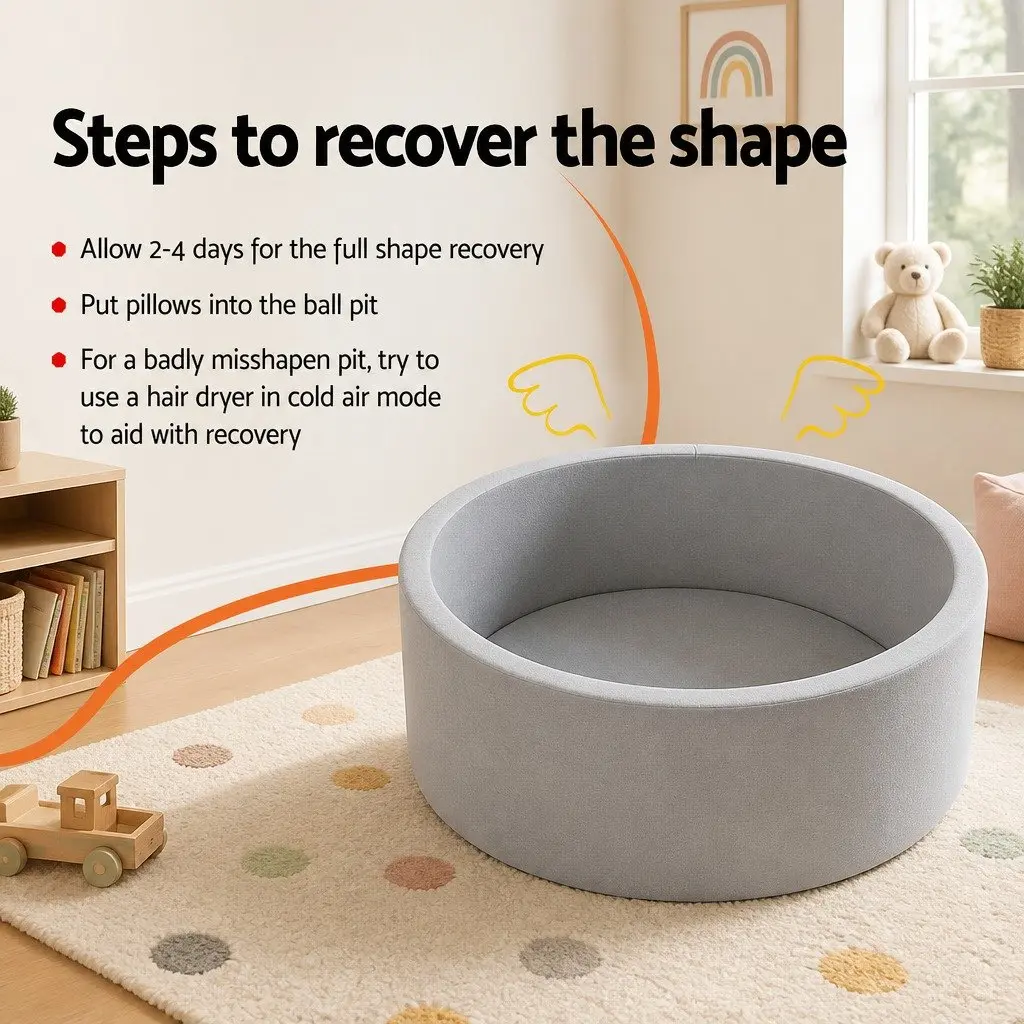 Kids Foam Ball Pit Playroom 90cm Grey