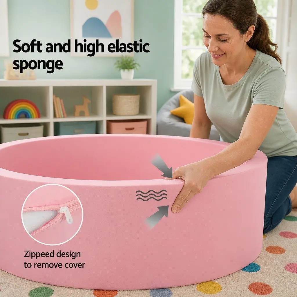 Kids Foam Ball Pit Playroom 90cm Pink Soft Sponge Pool
