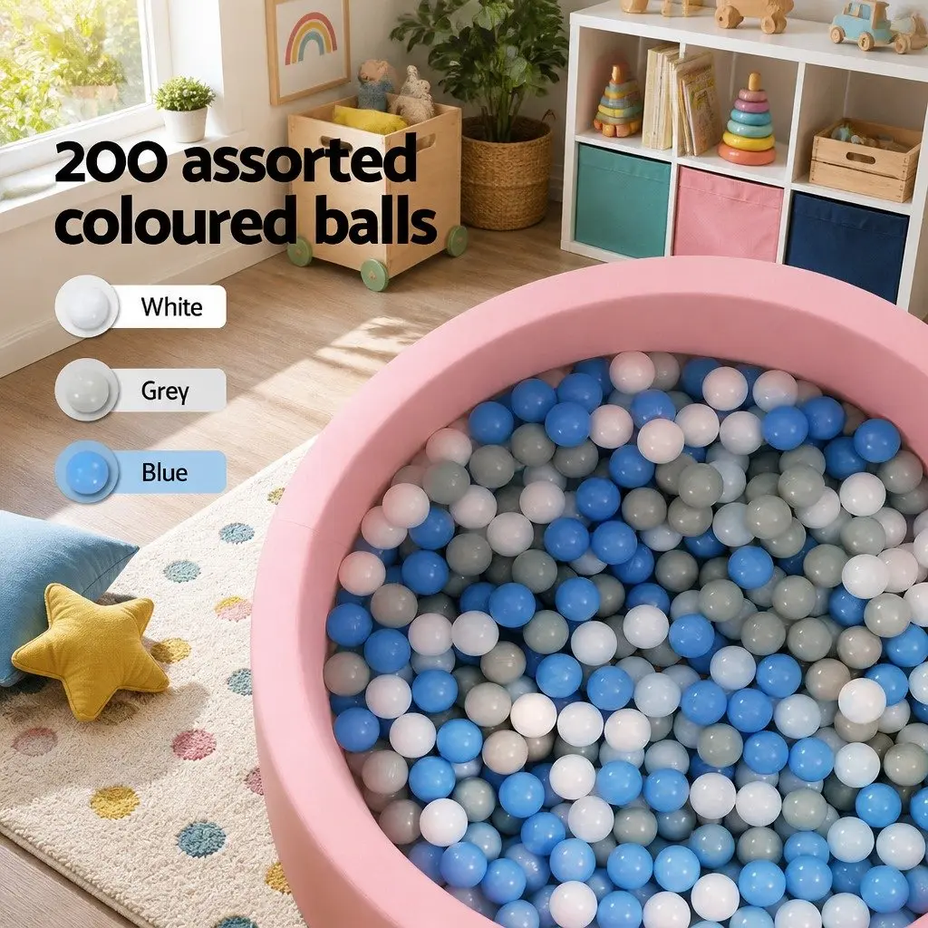 Kids Foam Ball Pit Playroom 90cm Pink Soft Sponge Pool