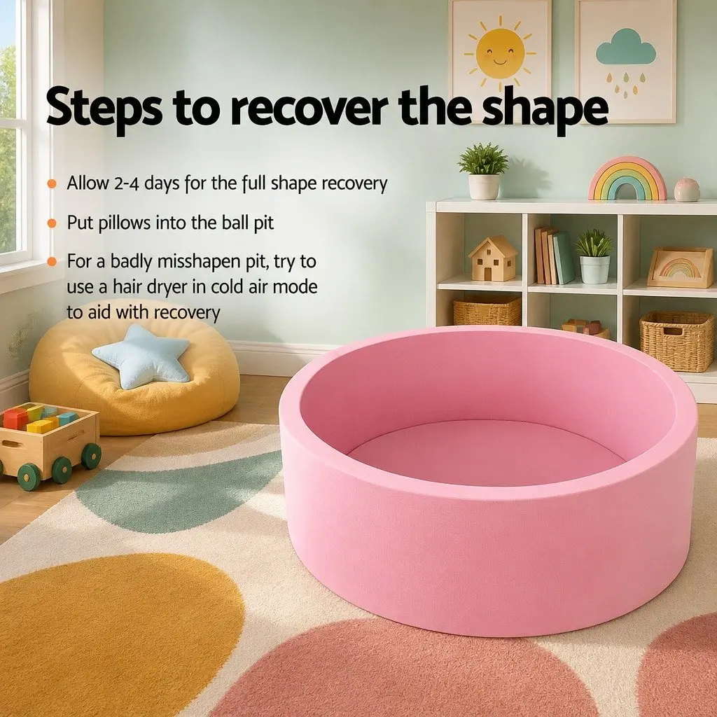 Kids Foam Ball Pit Playroom 90cm Pink Soft Sponge Pool