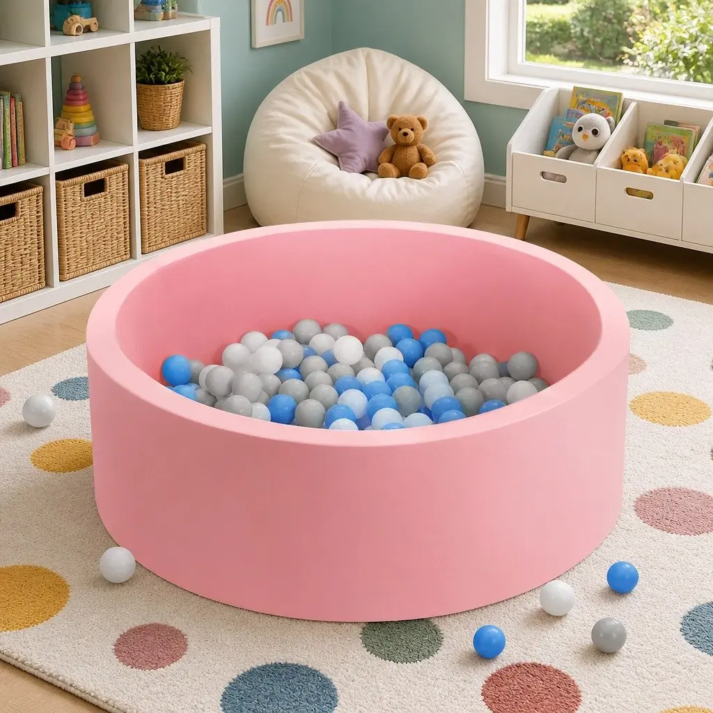Kids Foam Ball Pit Playroom 90cm Pink Soft Sponge Pool