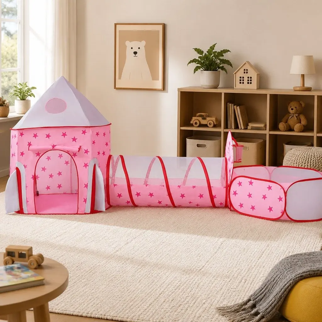 Kids Play Tent 3-in-1 Playhouse for Indoor and Outdoor Use Pink