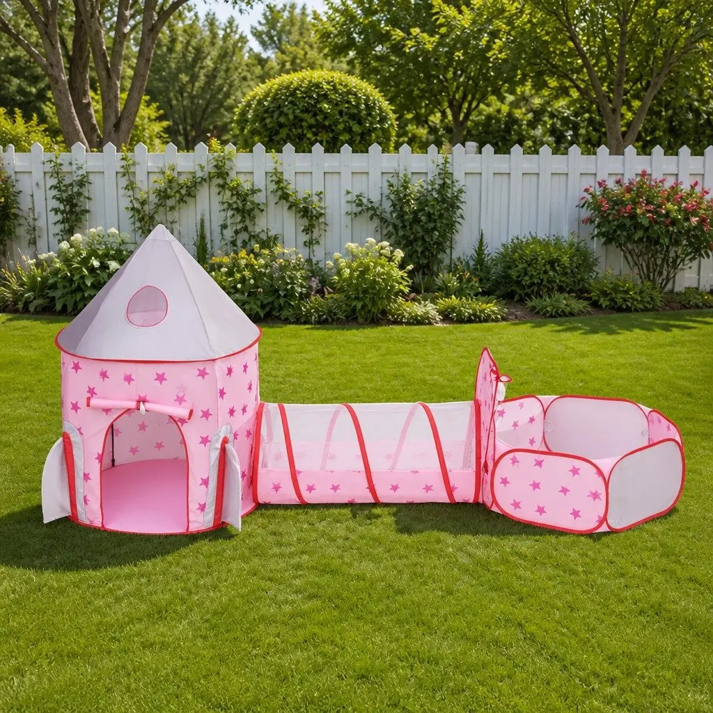 Kids Play Tent 3-in-1 Playhouse for Indoor and Outdoor Use Pink
