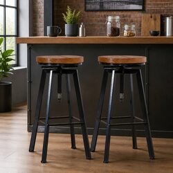 Specifications for Industrial Bar Stools with Wooden Seat