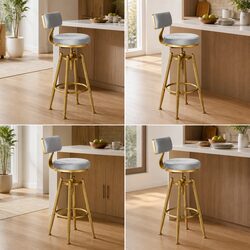 4 Grey Swivel Bar Stools - Dimensions & Details Inside