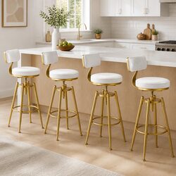 Bar Stools with Adjustable Height and Velvet Upholstery