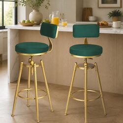 Specifications of Green Velvet Bar Stools with Footrest