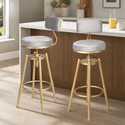 Specifications of Grey Velvet Bar Stool with Swivel Functionality
