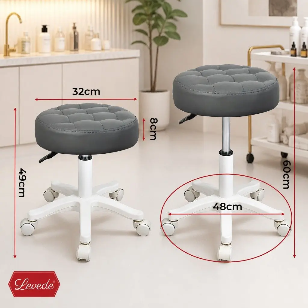 Rolling Bar Stool Swivel Chair for Salon Spa Office Massage Room Grey