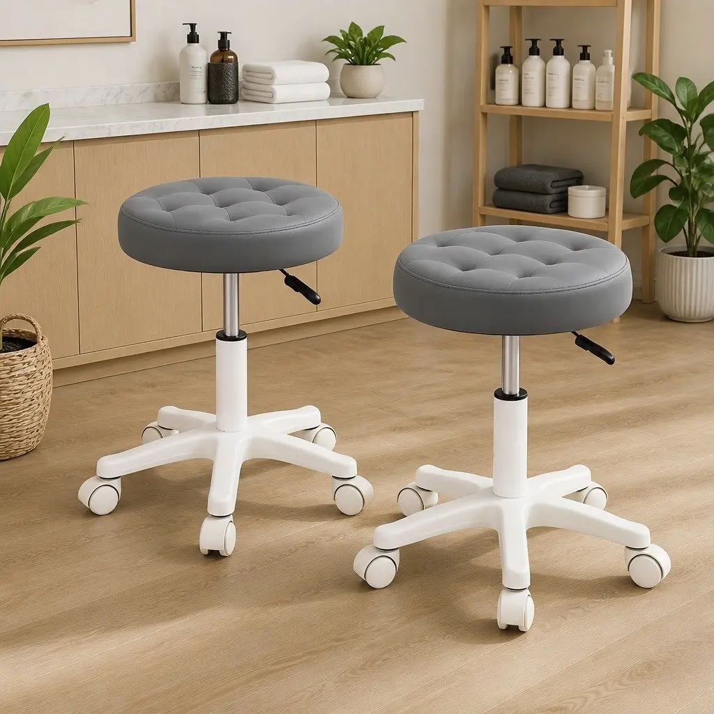 Rolling Bar Stool Swivel Chair for Salon Spa Office Massage Room Grey