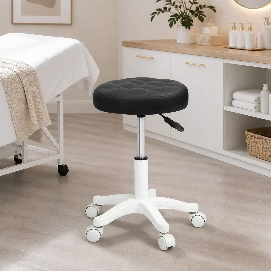 Rolling Bar Stool with Wheels 360 Rotation Adjustable Height Office Salon Spa