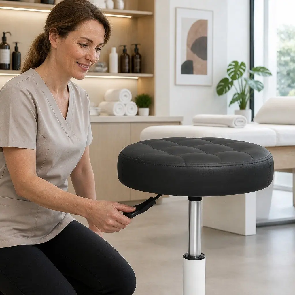 Rolling Bar Stool with Wheels 360 Rotation Adjustable Height Office Salon Spa