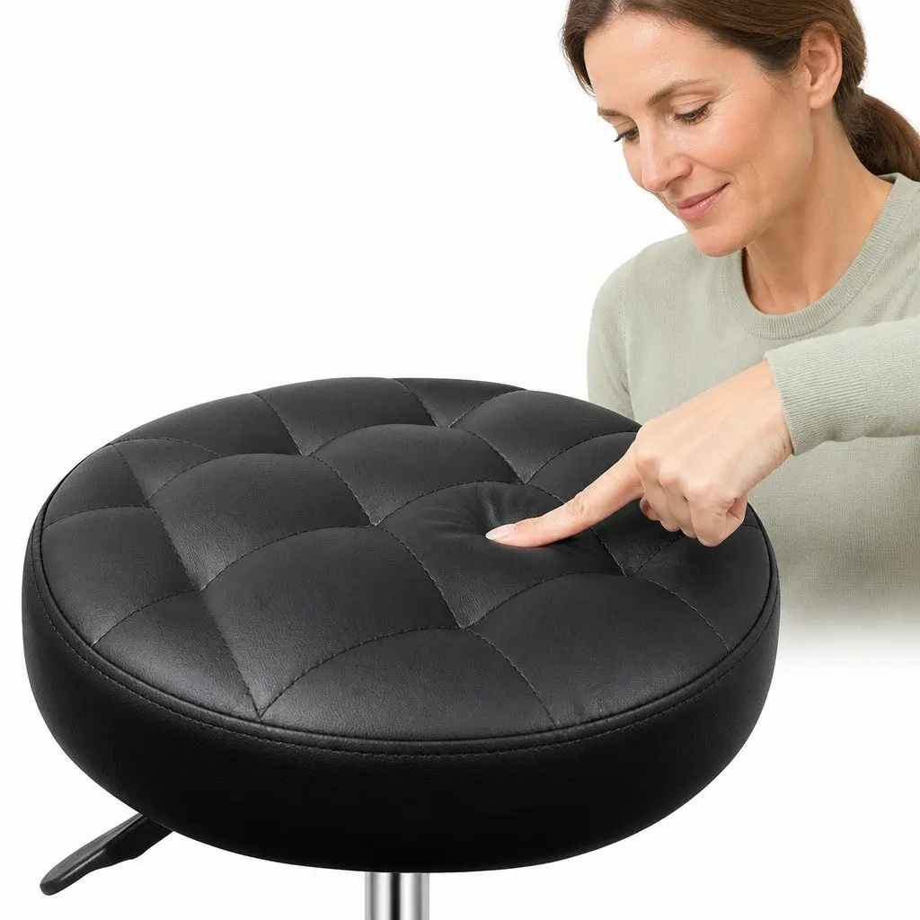 Rolling Bar Stool with Wheels 360 Rotation Adjustable Height Office Salon Spa