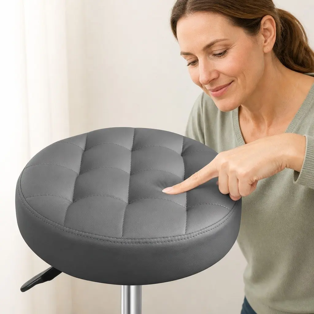 Rolling Bar Stool with Gas Lift 360° Swivel Casters Salon Office Workspace