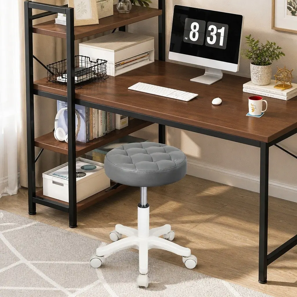 Rolling Bar Stool with Gas Lift 360° Swivel Casters Salon Office Workspace