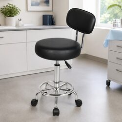 Swivel Office Chair Low Back Height Adjustable Rolling Stool with Footrest