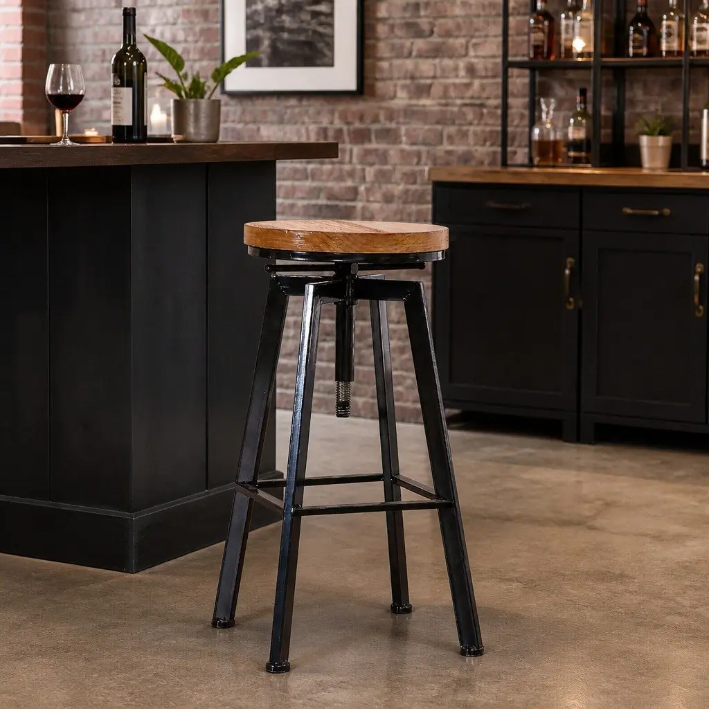 Bar Stools Industrial Kitchen Vintage Swivel Stool Adjustable Height Dining