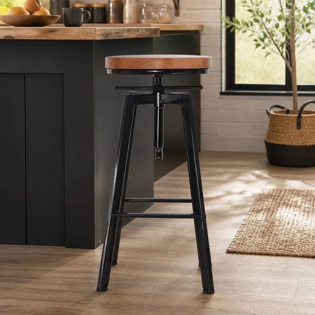 Bar Stools Industrial Kitchen Vintage Swivel Stool Adjustable Height Dining
