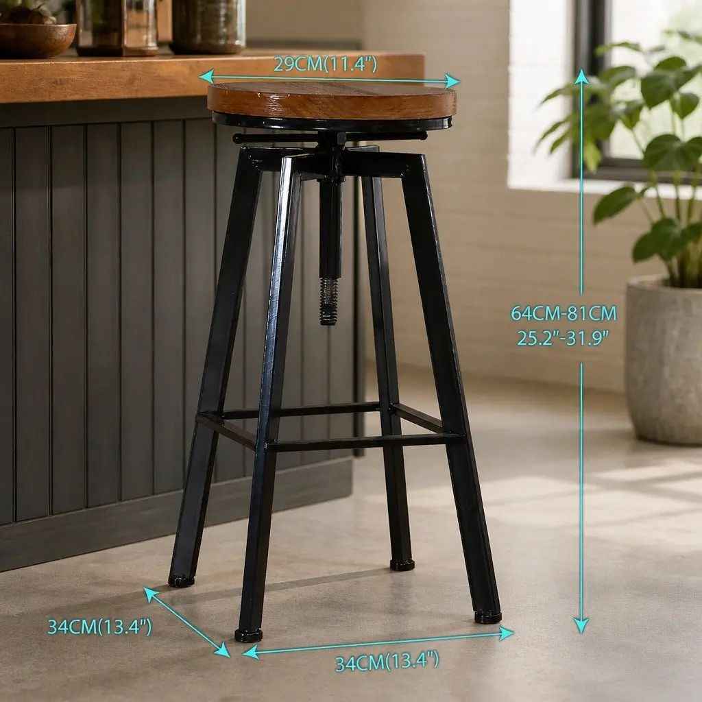 Bar Stools Industrial Kitchen Vintage Swivel Stool Adjustable Height Dining