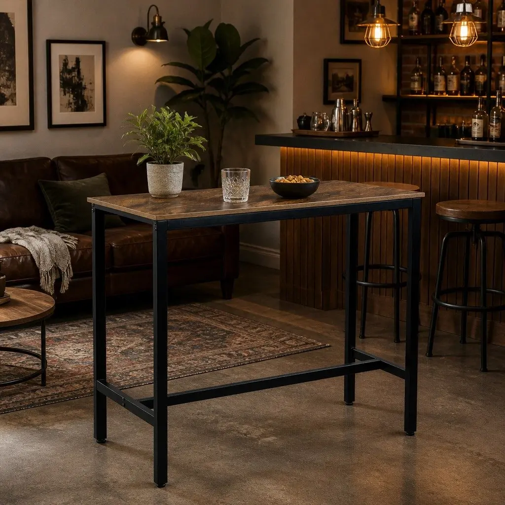 High Bar Table Industrial Design Retro Style Standing Desk Kitchen Dining