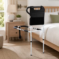 Height-Adjustable Bed Rail with Storage and Safety
