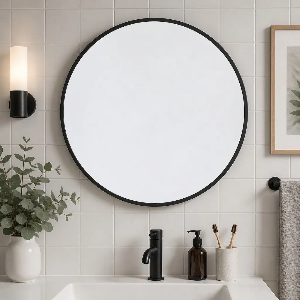 Round Wall Mirror Bathroom Living Room 50cm 60cm 70cm 80cm Diameter