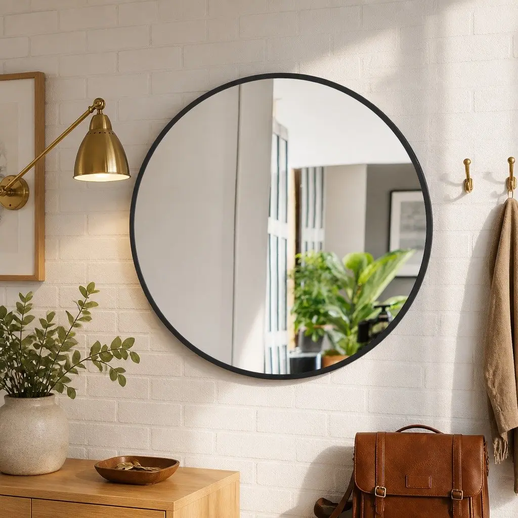 Round Wall Mirror Bathroom Living Room 50cm 60cm 70cm 80cm Diameter