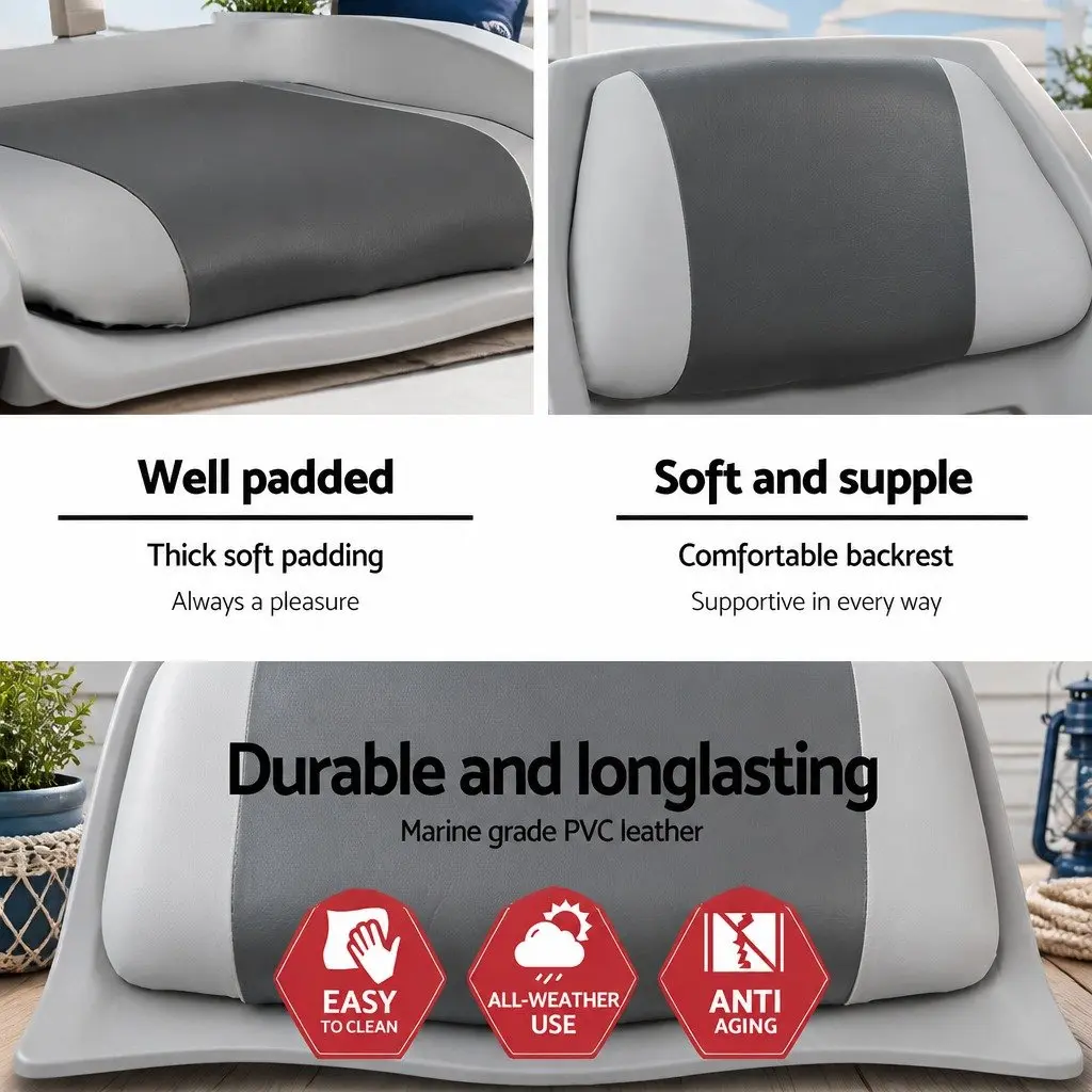 Folding Boat Seats 2 Pack Marine Use Low Back Padded Grey Charcoal