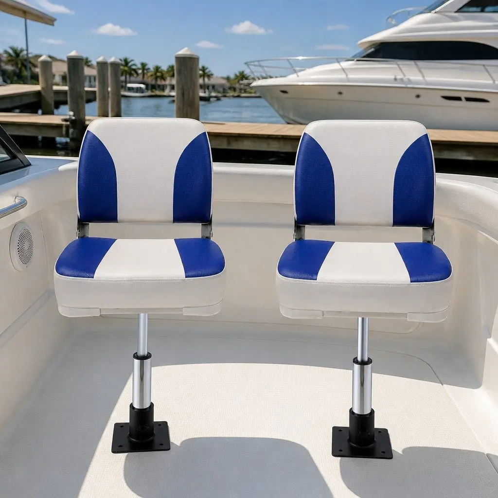 Folding Boat Seats for Marine Use 34–46cm Adjustable Swivel Pedestals 2 Piece