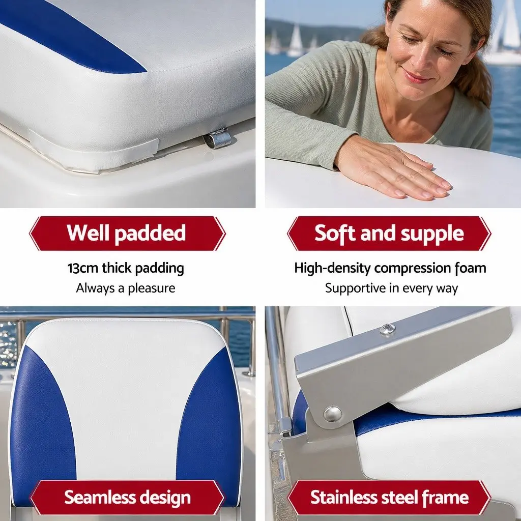 Folding Boat Seats for Marine Use 34–46cm Adjustable Swivel Pedestals 2 Piece