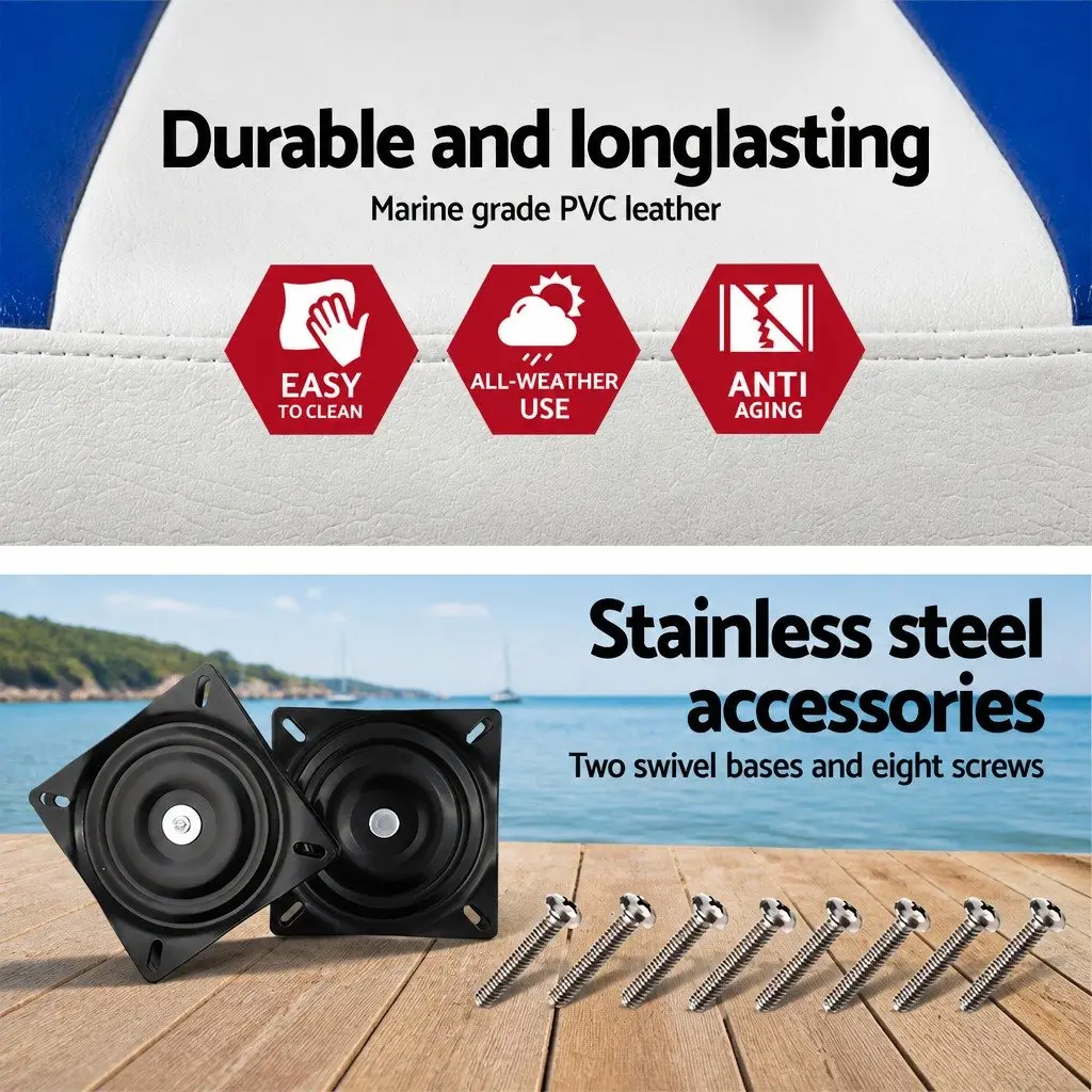 Folding Boat Seats for Marine Use 34–46cm Adjustable Swivel Pedestals 2 Piece