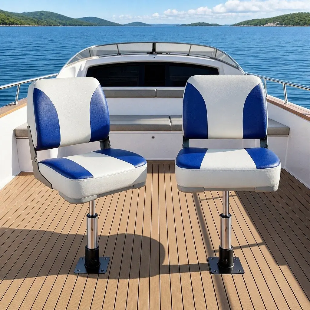 Folding Boat Seats for Marine Use 34–46cm Adjustable Swivel Pedestals 2 Piece