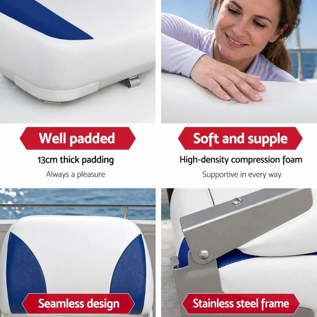 Folding Boat Seats 2 Pack Swivel Pedestal Marine Seating Adjustable 55-75cm