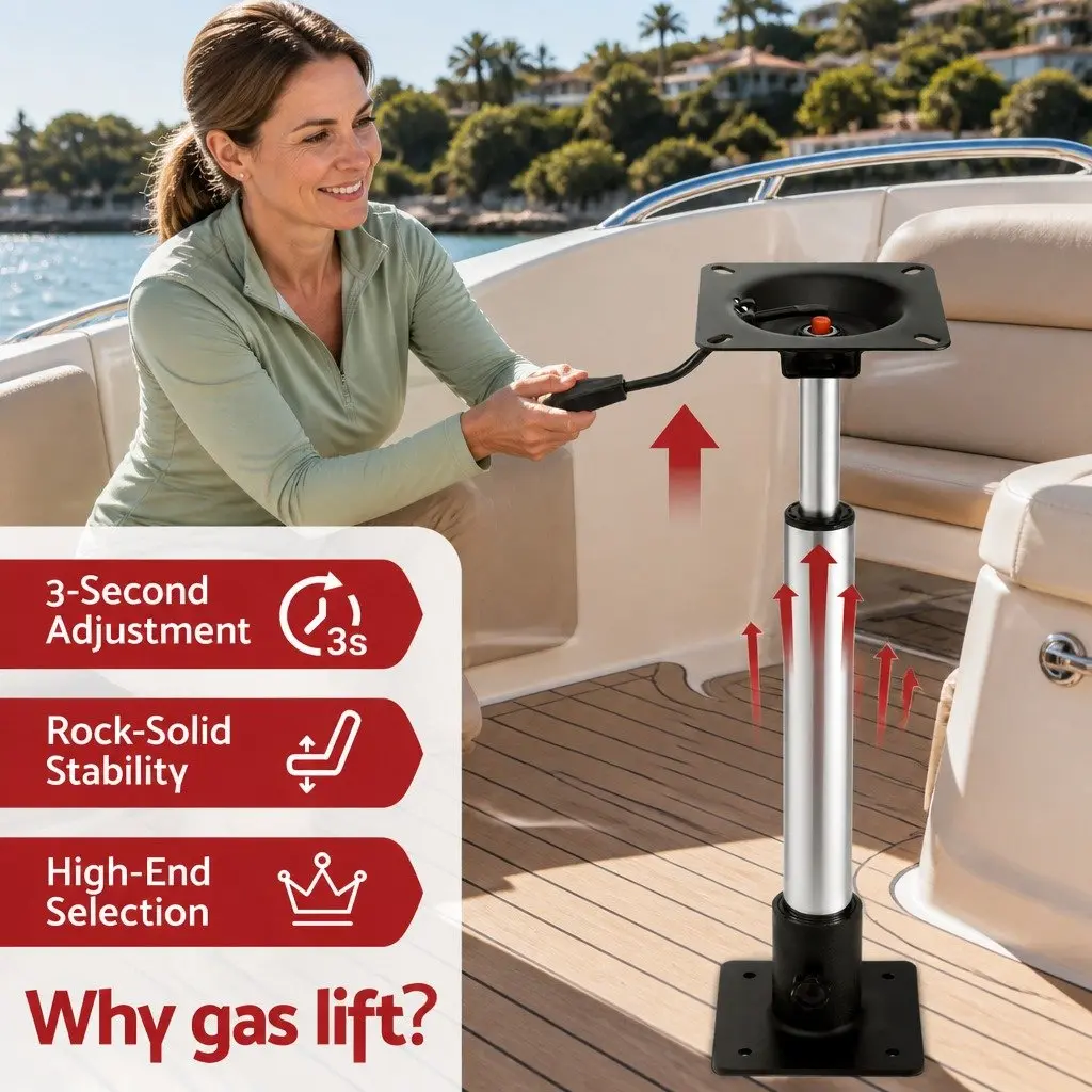 Folding Boat Seats 2 Pack Swivel Pedestal Marine Seating Adjustable 55-75cm