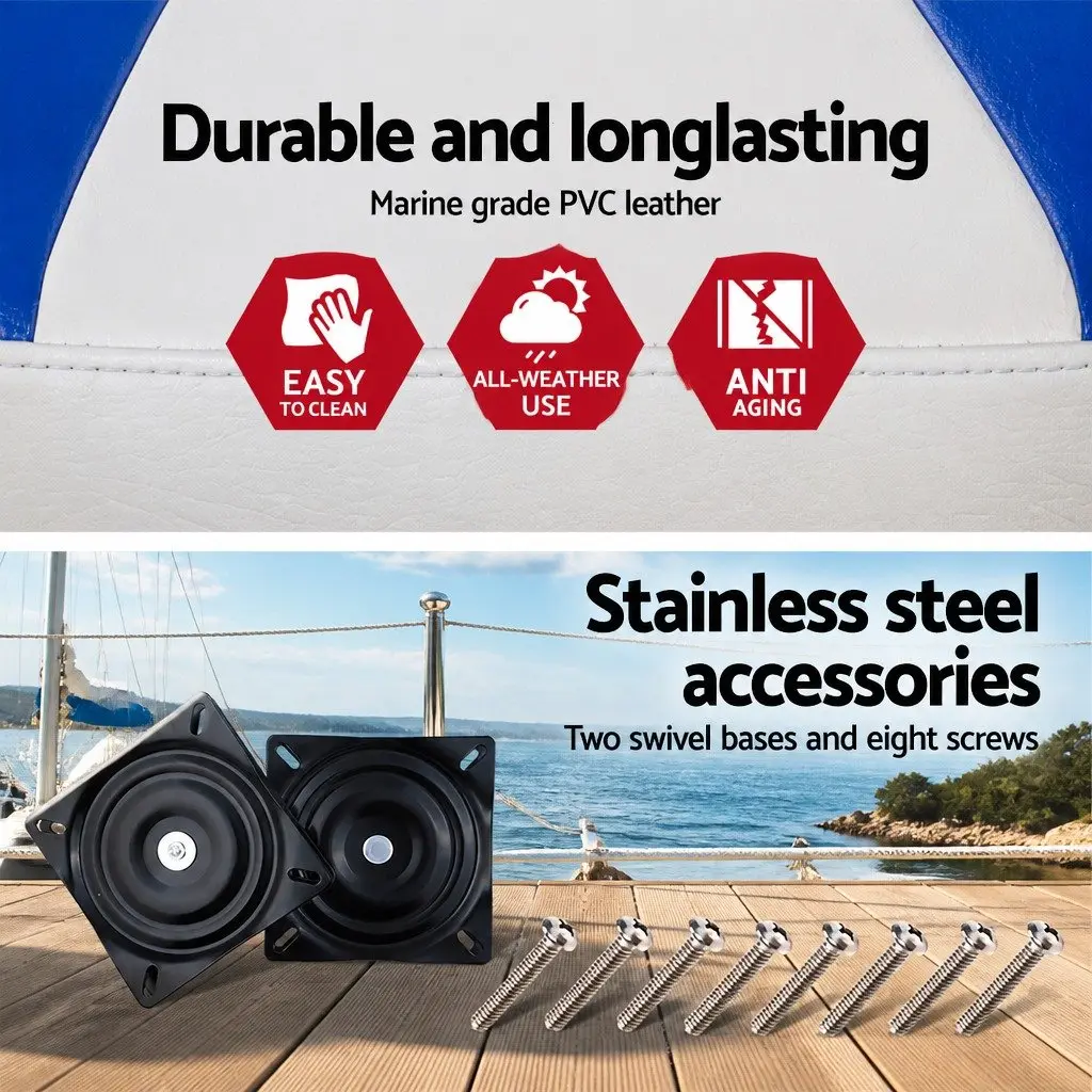Folding Boat Seats 2 Pack Swivel Pedestal Marine Seating Adjustable 55-75cm