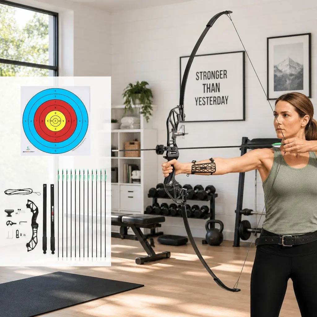Recurve Bow Arrow Set for Outdoor Play 55lbs Takedown Archery Hunting Beginner