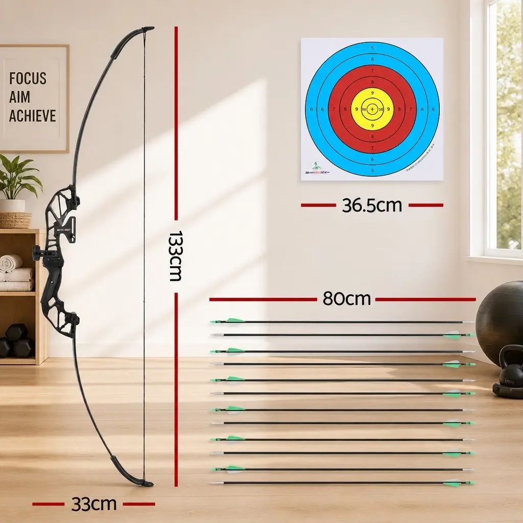 Recurve Bow Arrow Set for Outdoor Play 55lbs Takedown Archery Hunting Beginner
