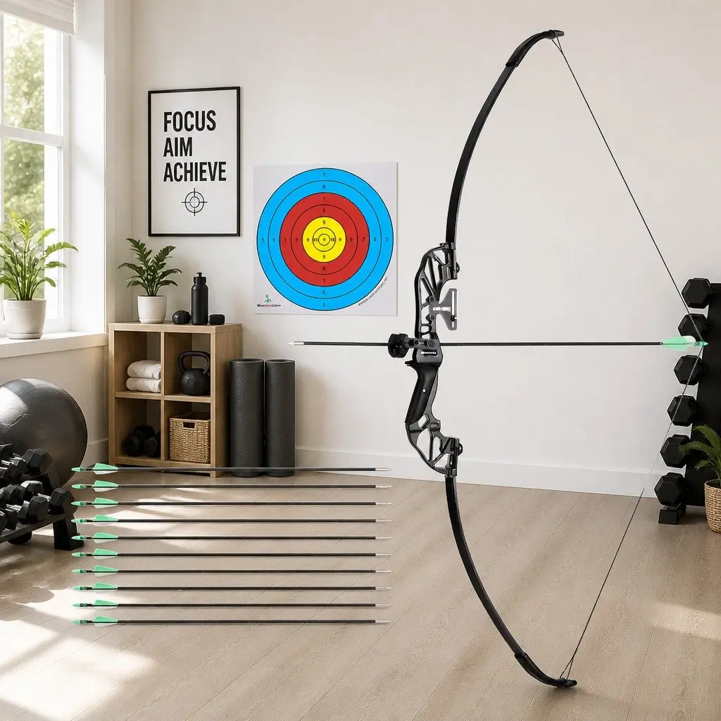 Recurve Bow Arrow Set for Outdoor Play 55lbs Takedown Archery Hunting Beginner