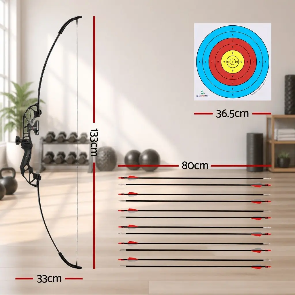 Recurve Bow Arrow Set for Outdoor Use 55lbs Takedown Beginner Red Black