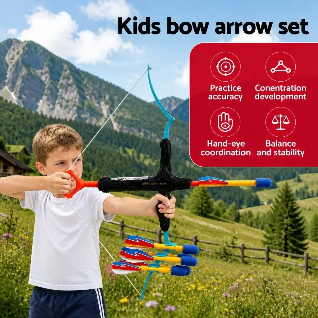 Kids Bow and Arrow Set Outdoor Archery Toy Game with Foam Arrows Indoor Fun