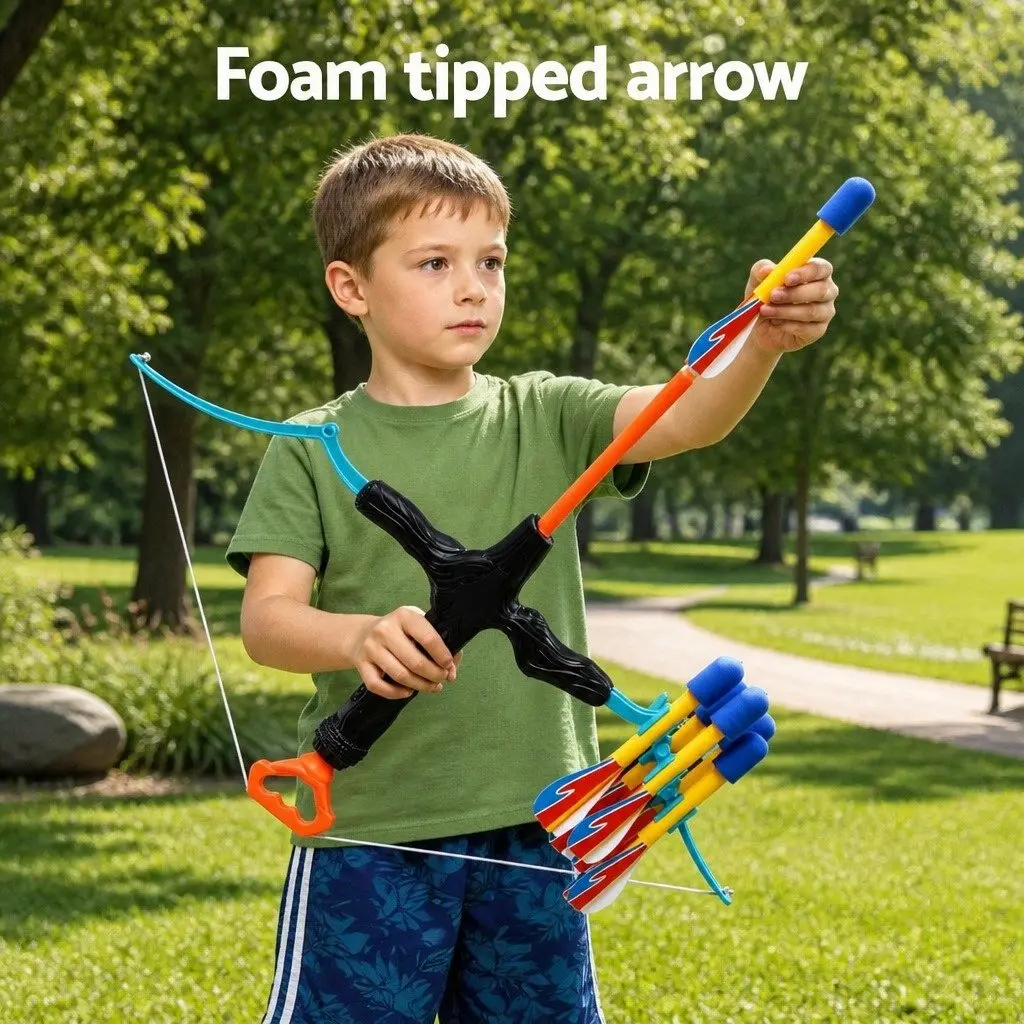 Kids Bow and Arrow Set Outdoor Archery Toy Game with Foam Arrows Indoor Fun
