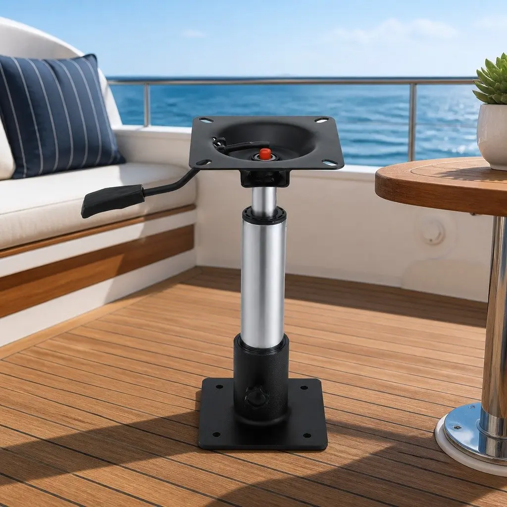 Boat Seat Pedestal 34-46cm Height Adjustable Black Steel