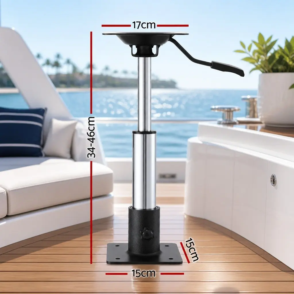 Boat Seat Pedestal for Marine Use Adjustable 34-46cm Height 360 Degree Swivel Black