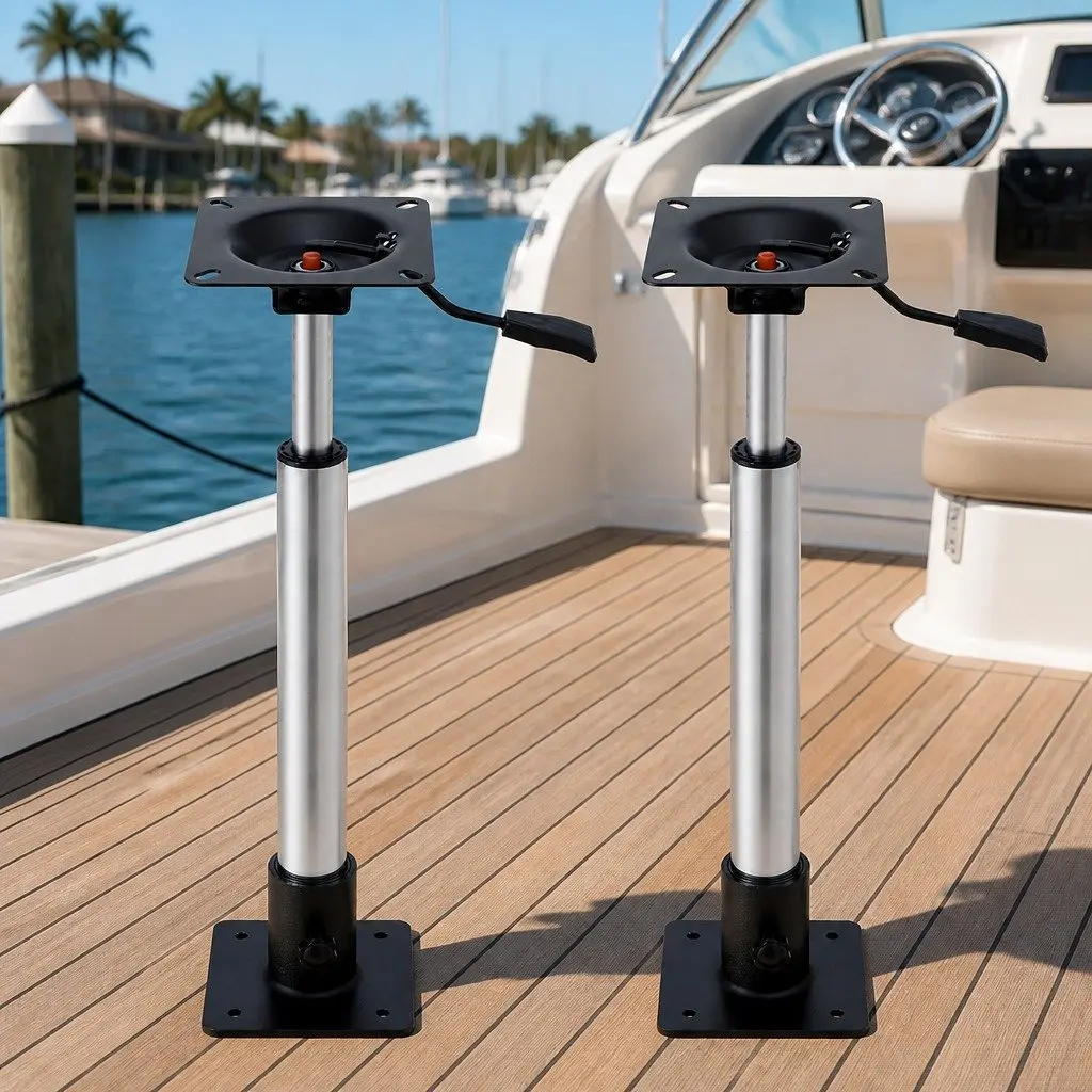 Boat Seat Pedestal 55-75cm Adjustable Gas Lift 360 Swivel Black 2 Pack