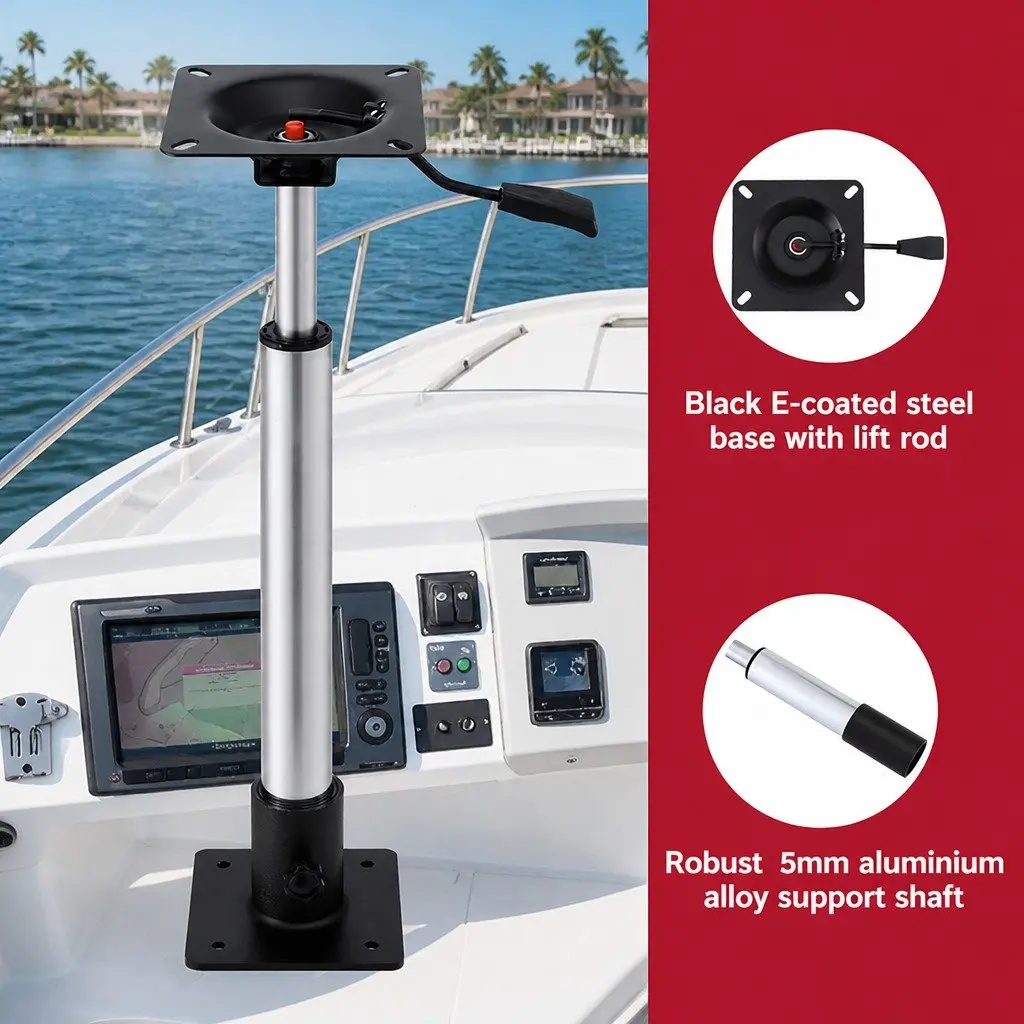 Boat Seat Pedestal 55-75cm Adjustable Gas Lift 360 Swivel Black 2 Pack