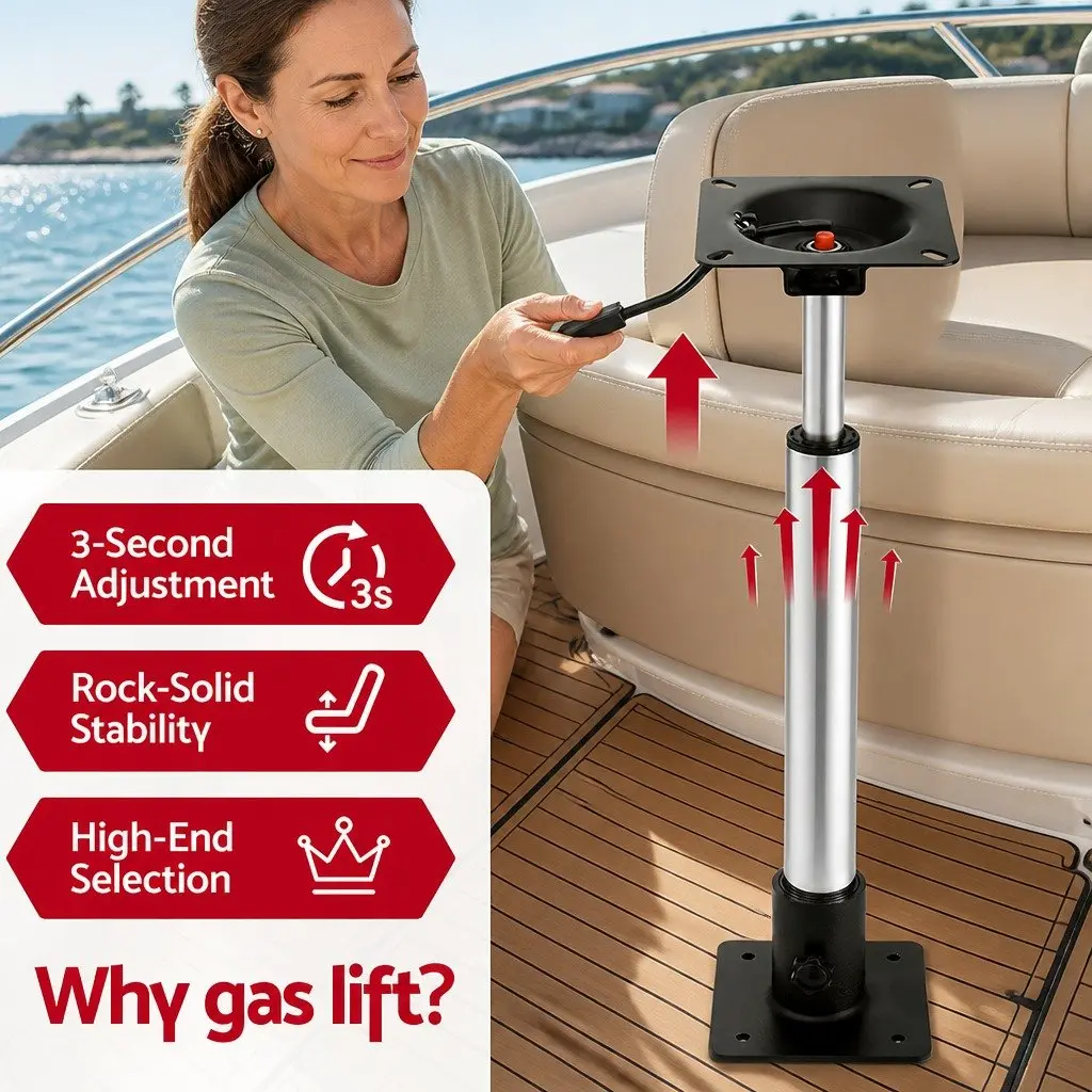 Boat Seat Pedestal 55-75cm Adjustable Gas Lift 360 Swivel Black 2 Pack