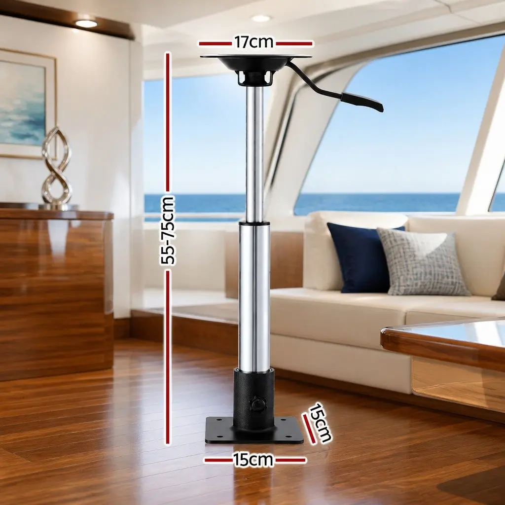 Boat Seat Pedestal 55-75cm Adjustable Gas Lift 360 Swivel Black Marine Boating